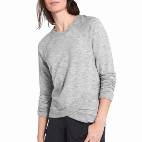 Athleta Tops - Athleta Criss Cross Light Gray Sweatshirt Sz Small
